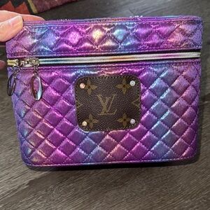 Sandra Ling up-cycled Shimmering Purple Quilted Cosmetic Bag
